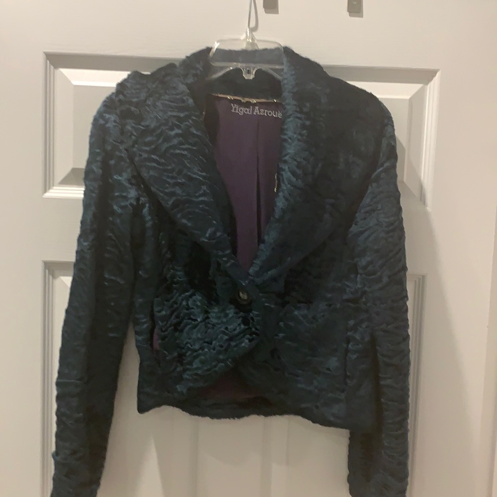 Teal, plush velvet Yigal Azrouel jacket